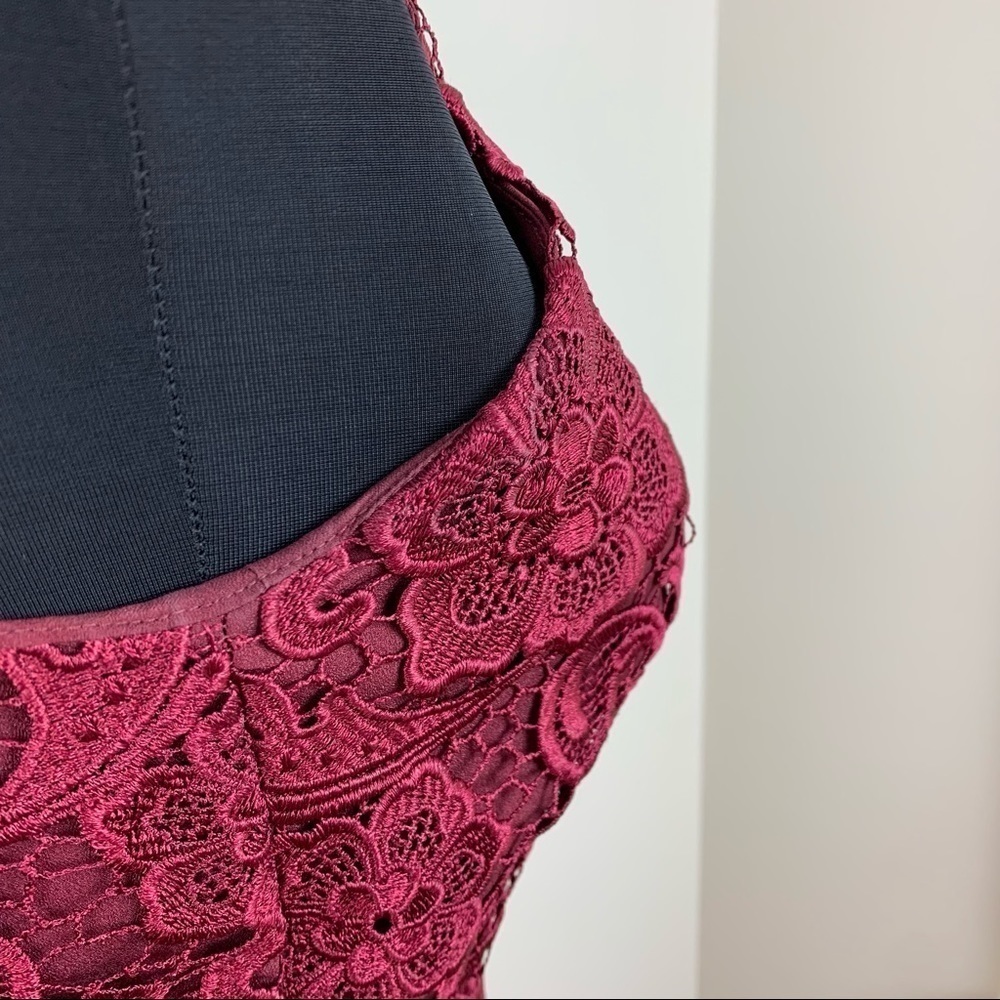Dress The Population Red Berry Lace Mini Dress S - Picture 9 of 16